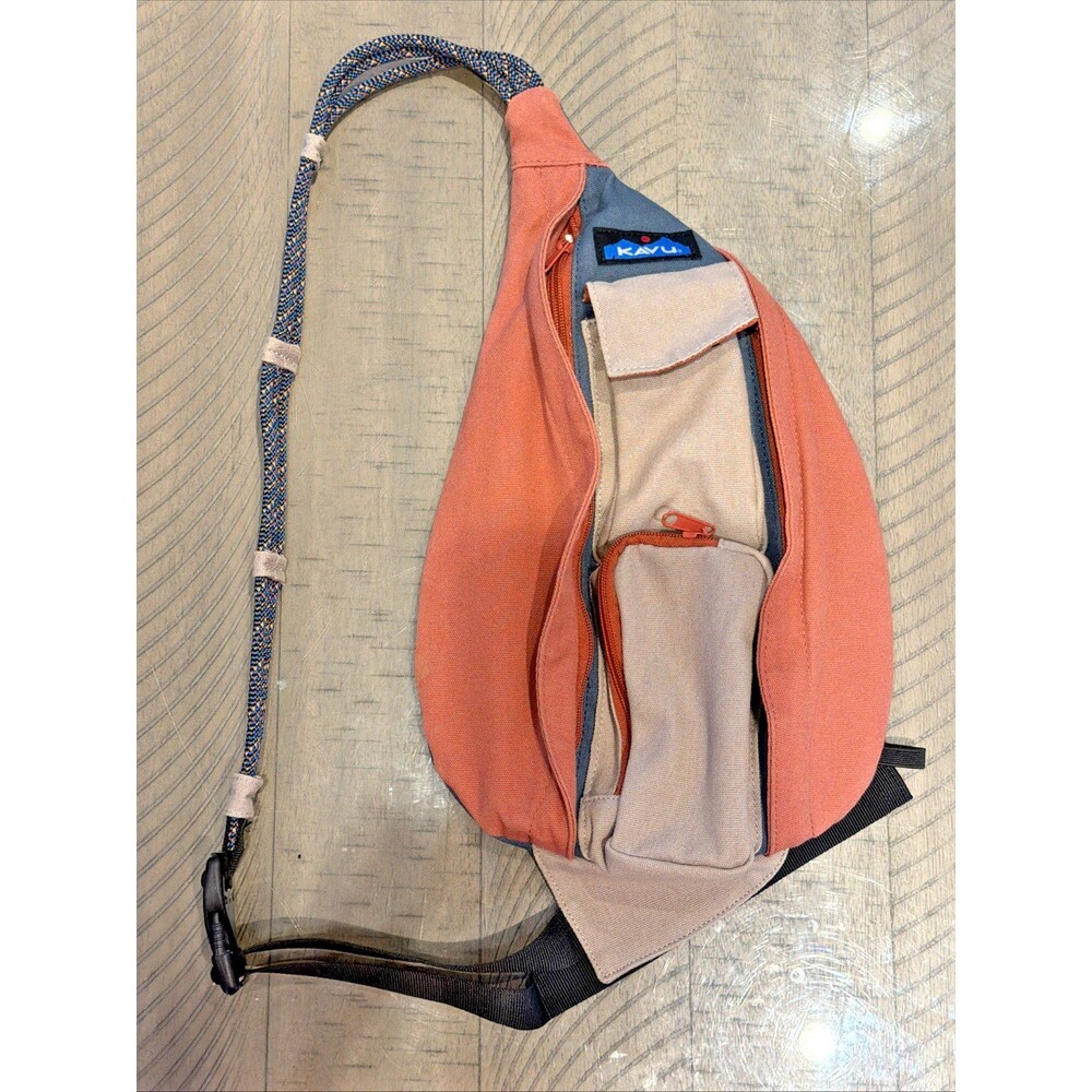 KAVU Rope Sling Bag Orange Crossbody Backpack Outdoor Hiking Shoulder Travel